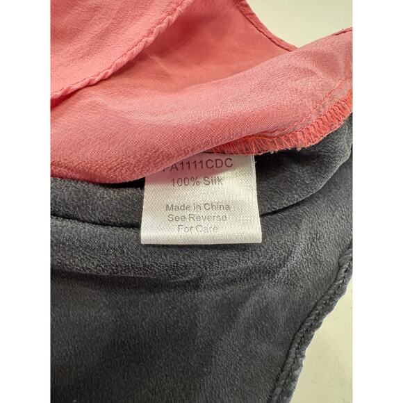 Parker Womens Scoop Neck Colorblock Tank Top Black Pink White Silk Size Small - Picture 6 of 6